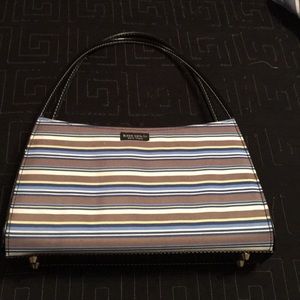 KATE SPADE BLUE & TAN STRIPPED BAG HAND PURSE NWOT